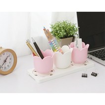 초등생 필기도구보관 소품정리 책상정리 3구 연필꽃이 행정실 공구함 약통 고시원 학교 학원, 그린