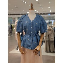 써스데이아일랜드 볼륨 소매 자수 블라우스 T224MBL256W
