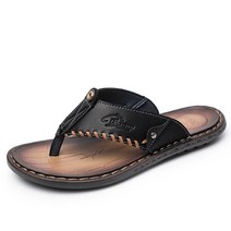 Raytek 플립 플롭 가죽 샌들 미끄럼 방지 남성용 샌들