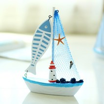 물고기장식요트모형M 작은배장식 여름소품