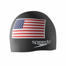 스피도 남녀공용 실리콘 수영모자 수모 화이트 플래그, Speedo Black Flag