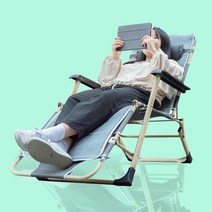 헬스투오 고급형 특대형 3단 접이식 캠핑 침대의자 롱 릴렉스 낚시 체어, 침대형의자 (베개만포함)