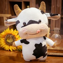 PKTOYS DIY 귀여운 오가닉 송아지 소 애착 꼬북이인형 카우 봉제 소 인형 크리스마스 선물, 알몸 암소, 30cm