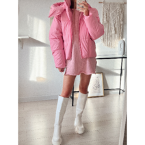 역시즌 패딩 깔깔이 숏패딩 구스다운 코트 후드 누빔