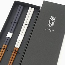 부부 젓가락 세트 우아함 23cm 항균, 블랙박스입
