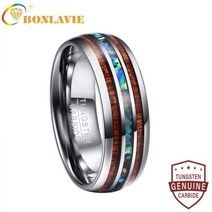 나무반지 돈잘버는 실 우드링 BONLAVIE 사이즈 8mm 하와이 코아 목재 전복 쉘 텅스텐 카바이드 반지 웨딩 밴드 핏 517