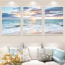 안묵 보석십자수3연화 일출 풍경 보석십자수 3단 보석십자수 비즈 공예, 150x70CM