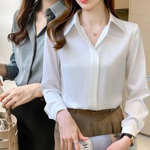 보드미 여성블라우스 깔끔한 디자인 큐빅 단추 여성스러운 무지 블라우스