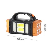 led 현장 작업등 휴대용 캠핑등 portable powerful solar flash라이트 with cob work 라이트s usb rechargeable handheld 4, large 오렌지
