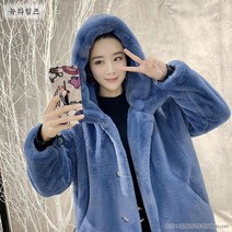 인조모피 페이크퍼 루즈핏 후드 롱 밍크코트 뉴타임즈 A12 F001B460