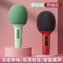 가정용노래방기계 가정용 노래방기계 이동식 반주기 라이브 송 장비 모든 사람 휴대 전화 컴퓨터 카드, 민트 그린 + 플레임 레드 8시간의 배터리 수명, 공식 표준
