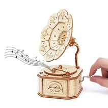 나무 합판 오르골 만들기 축음기 나무모형 미니어쳐 원목조립, 오르골 축음기