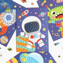 모자이크아트 EVA 아동미술 유아 미술놀이 초딩 유아 만들기 키트 초등학생 만들기 세트, 우주선 UDPEV0012