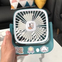 무소음 탁상용 선풍기 책상용 캠핑 사무실 휴대용 미니선풍기 차박 써큘레이터, 작은녹색기본플러그인+스티커