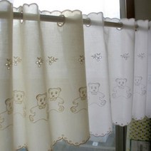 원단마트 balance curtain 면 레이스 봉 바란스 곰돌이 2 컬러 (1088633)