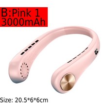 휴대용 미니 목걸이 선풍기 블레이드리스 5000mAh USB 충전식 리프리스 선풍기 실외 공기 냉각 웨어러블 넥밴드 선풍기, 없음, 3000mAh Pink B+CHINA