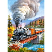캐스토랜드 건널목을 지나 힘차게 달리는 증기기관차 500피스 직소퍼즐 LD53216