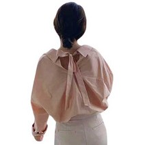 여성 여자 핑크 리본 블라우스 면접 증명사진 정장 오피스룩 데일리룩 데이트룩 셔츠 남방