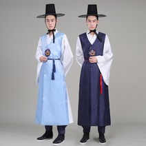 남자 한복 전통 의상 촬영 스튜디오 공연 추석 설날 (모자 미포함), 남색 세트 (갓 제외)