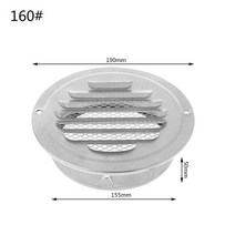 환풍기 커버 교체 욕실 주방 덕트 환기스테인레스 스틸 외벽 통풍구 그릴 원형 그릴, 160mm