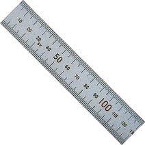 Shinwa Sokutei 13404 직선 측정 실버 상단 및 하단 계층 0.04인치(1mm) 피치 5.9인치(15cm), 1m