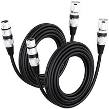 GearIT DMX to DMX 무대 조명 케이블 (7.6m(25피트) 2팩) DMX 수-암 (XLR 호환) 3핀 밸런스 차폐 DJ LED 움직이는 헤드 파 조명 마이크 믹서, DMX - 25 Feet (2-Pack)_Black