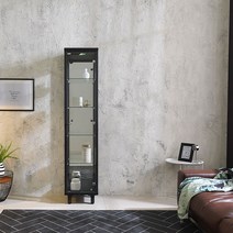 트리니홈 JUDY 장식장 400 대 양주장 수납장 그릇장 피규어장 진열장, 블랙