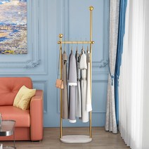 드레스룸 인테리어행거 이동식 튼튼한 스탠딩옷걸이, H 골드프레임  화이트대리석