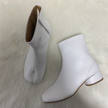 여성 스플릿 토 닌자 버선 앵클 부츠 라운드 힐 3.5cm 미디엄 힐 mm6 레이디 가죽 신발 여성 짧은 부츠 브랜드 디자인 부츠