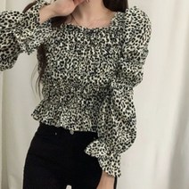 호피 여자 긴팔 블라우스 셔츠 여성 브라우스