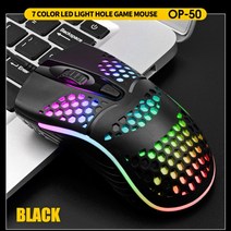 게이밍마우스 유선 케이블 게임 7 호흡 LED 백라이트 광학 마우스 USB 컴퓨터 노트북 데스크탑 4D PC 가정용 사무실, [02] Black, 한개옵션1