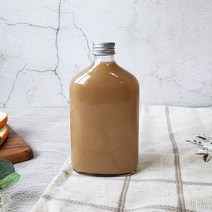 [주노주방] 납작 유리병 밀크티병 350ml 44개, 알루미늄 실버캡