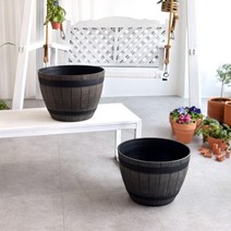 빈티지 통나무 플라스틱 대형화분 37x27cm 마당텃밭, 브라운