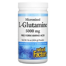 네츄럴 팩터스 Natural Factors 미분화 L-글루타민 분말 5000mg 16oz 454g