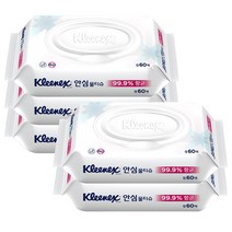 크리넥스 안심 물티슈 캡 60매, 5팩