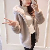 토끼털조끼 반팔패딩조끼 터틀넥 후드 밍크 토끼 모조 모피 겨울 잔디 인조 모피 코트 숙녀 인조 모피 가을 겨울 인조 모피 코트 자켓