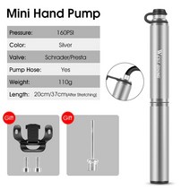 전동에어펌프 자전거펌프 휴대용에어펌프 웨스트 바이킹 사이클링 팽창기 핸드 100-160 psi prestaschrader road mtb 산악, b 실버 160psi, 04 B Silver 160PSI