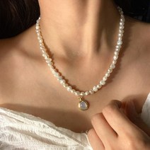 쇄골 라인 못난이 왕 달 핵 흑 진주 목걸이 캐주얼 정장 핫템 실버 골드 러블리 청순 블링블링 화려한 레이어드 언발란스 심플 포인트 팬던트 여름 패션 잡화 드레스 셔츠 티셔츠