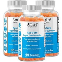 아미르 by dr awan eye care 무설탕 젤리 건강한 시력 보존 강력한 항산화제 시력 지원 areds 2 포뮬러 영양소 루테인 앰프 제아잔틴 아이구미 비타민 120ct, 60카운트(3개 팩)