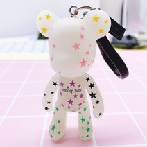 Bomgom 만화 Popobe 우울한 곰 테디 베어 귀여운 키 체인 자동차 키 홀더 가방 매력 수지 열쇠 고리 열쇠 고리 펜던트 키즈 장난감