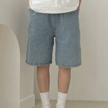 키메라제이 미디연청 컷팅 5부 데님 밴딩 반바지