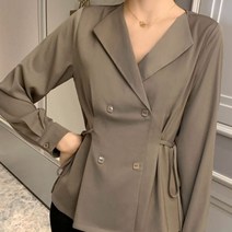 중년 여성 루즈핏 쉬폰 언발란스 블라우스 자켓 JL 35