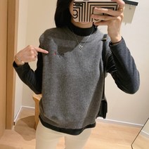 포켓 따뜻한 사무실 빅사이즈 겨울 니트 조끼 캐주얼 오버핏 도톰 스트링 울 슬림핏