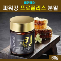 파워킹 프로폴리스 분말 가루 비프로폴리스 플라보노이드 아르테필린C 고농축 고함량 그린프로폴리스 propolis 어린이 청소년 부모님 면역력에좋은 향균 항산화 면역력 항바이러스 영양제 GMP 건강기능식품, 1개, 60g분말가루