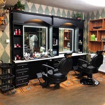 경대 바버샵 빈티지 미용실거울 복고풍, H