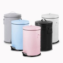 파스텔 모던 컬러 휴지통 (양철) 3L/5L/12L/20L (블루/핑크/블랙/화이트/그레이), 블루, 5L