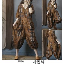 [Myshe]여름 빅사이즈 린넨 점프슈트 여성 민소매 나시 와이드 통바지 Dou2618KT08