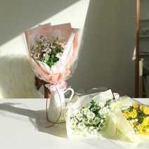 핸드메이드 내츄럴 데이지 조화 미디움 꽃다발 납골당 꾸미기 꽃 장식, 화이트