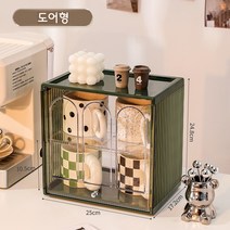 싱유 홈카페 수납장 티테이블 미니 상부장 찬장 그릇장 팬트리장 화장품 책상 정리, 도어형, 그린