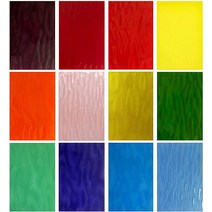 Unicoshape 스테인드 글라스 시트 12장 팩 15.2 x 10.2cm(6 4인치) 대성당 유리 아트 공예용 모자이크 타일 (혼합 투명) 110334, Textures Mixed - 12pc